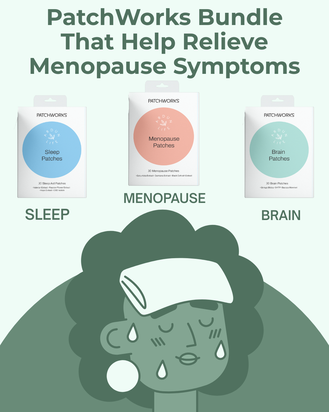 Menopause Wellness Bundle: Hormone, Sleep & Brain Support (3-in-1) | Black Cohosh, Sleep & Focus Patches